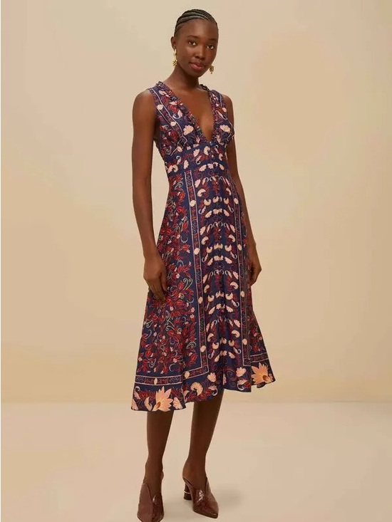 FARM Rio Dresses & Skirts - FARM Rio Boho Floral Scarf Midi Dress - NWT